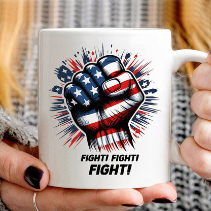 Teesdily | American Fight Unisex Shirt, Hand Fist American Flag Sweatshirt Hoodie Mug, American Pride Crewneck Shirt, Patriotic Gifts