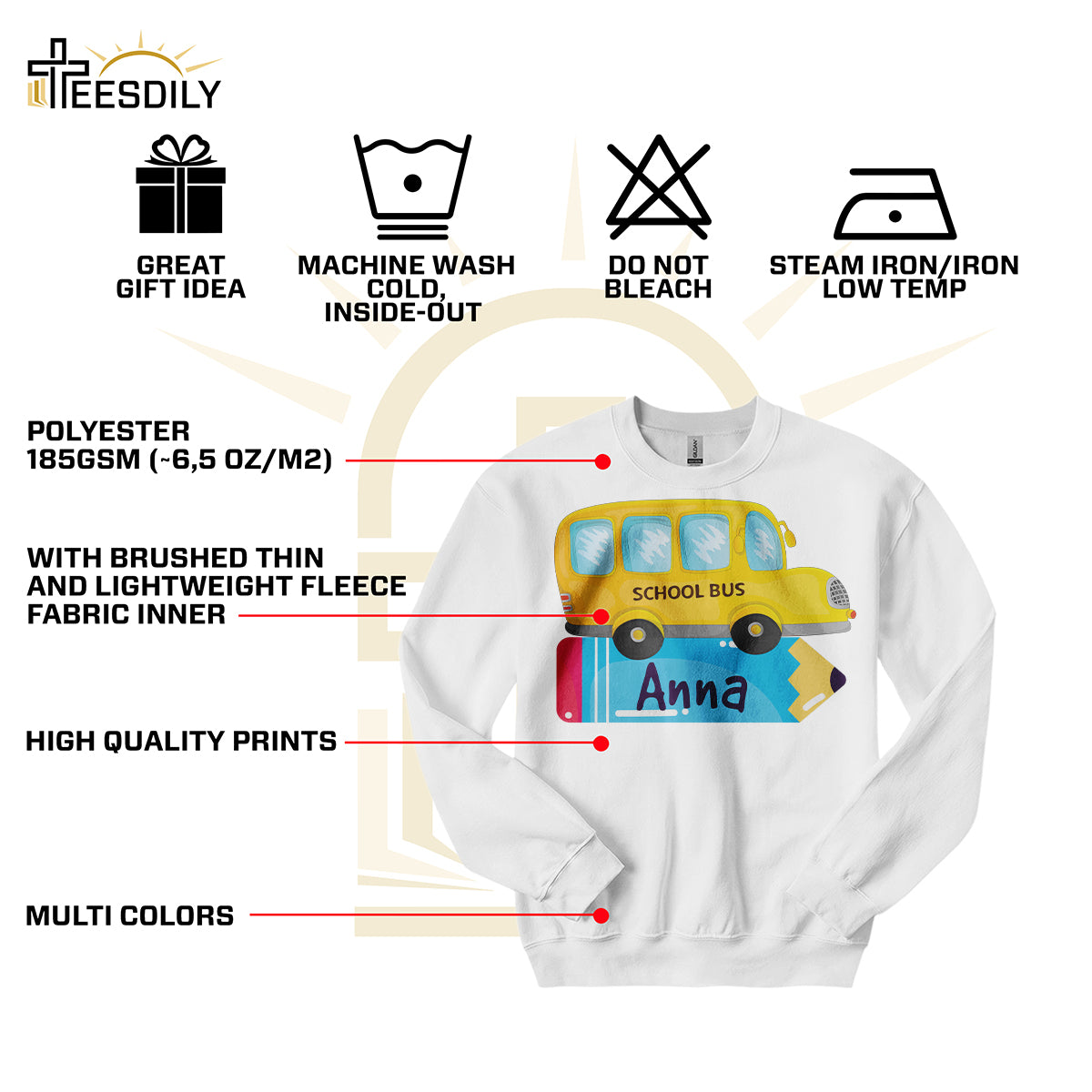 Teesdily | Teacher Customized School Bus Pencil Shirt, Back To School Day T-shirt, Teacher Life Sweatshirt Hoodie Mug, First Day Of School Gifts