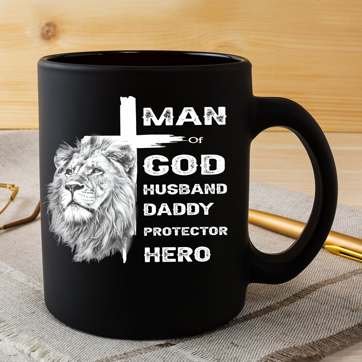 Teesdily | Jesus Lion Cross Shirt, Man Of God Husband Daddy Protector Hero, Jesus Lover Gift, Unisex Tshirt Hoodie Sweatshirt Mug