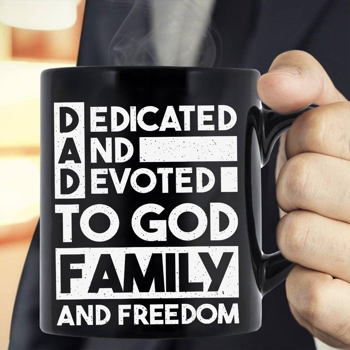 Teesdily | Dedicated And Devoted For God Family And Freedom Jesus Shirt, Dad Shirt, Father's Day Gift, Dad Jesus Shirt Sweatshirt Hoodie Mug