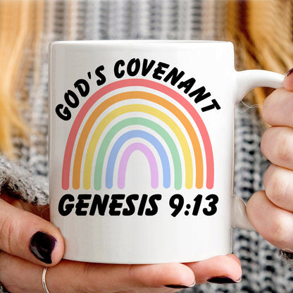 Teesdily | Jesus Rainbow Shirt, God's Covenant Genesis 9:13 Tee Sweatshirt Hoodie Mug, Jesus Lovers Gifts, Christian Rainbow Shirt, Bible Verse Tee