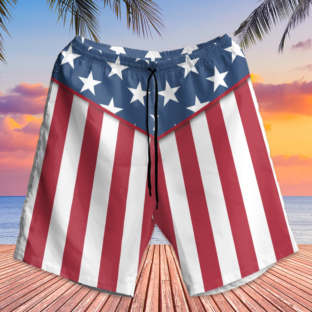 Teesdily | God Bless America Hawaiian Aloha Shirt, Jesus Eagle American Flag Hawaii Set, Independence Day Hawaii Shirt, Outfit Summer Gift For Men