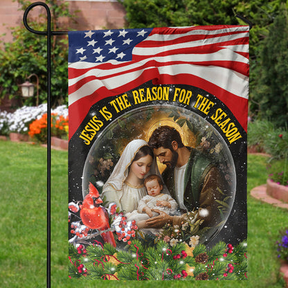 Teesdily | Jesus Nativity Christmas Holy Family Christmas Flag, Jesus Is The Reason For The Season Garden Flag House Flag Decor