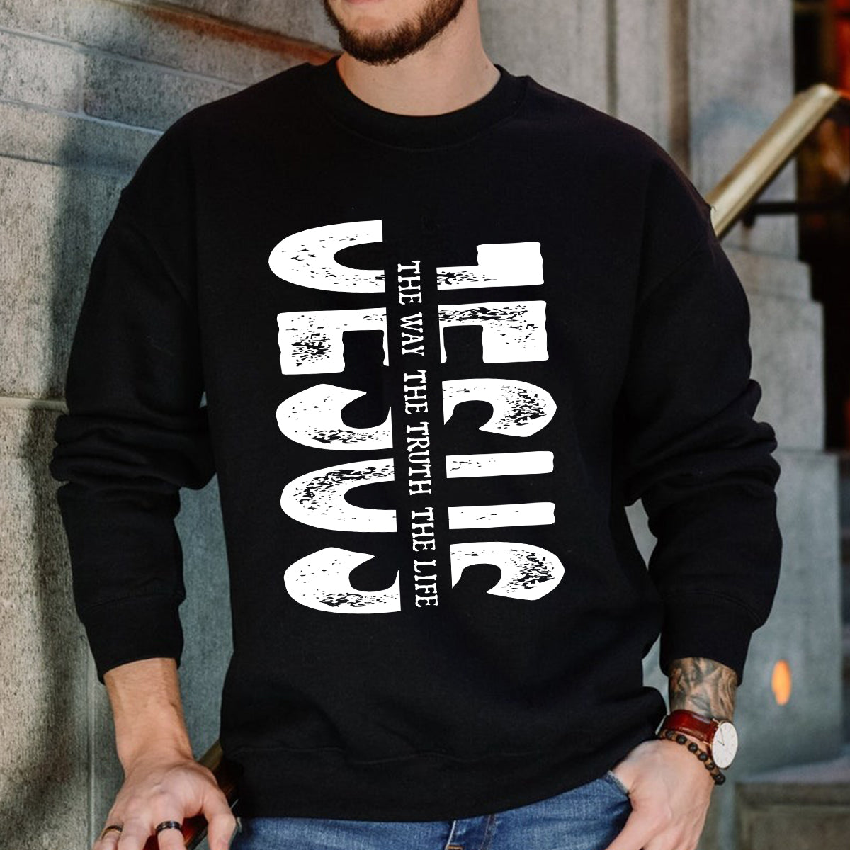 Teesdily | Jesus Cross Shirt, Jesus The Way The Truth The Life Tee Sweatshirt Hoodie Mug, Jesus Lovers Gifts, Christian Apparel, God Believers Gifts