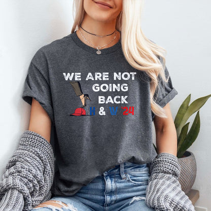 Teesdily | We Are Not Going Back Shirt, High Heels And Red Baseball Cap T-shirt, Not Going Back Sweatshirt, Comma Hoodie Mug Women Rights Gift