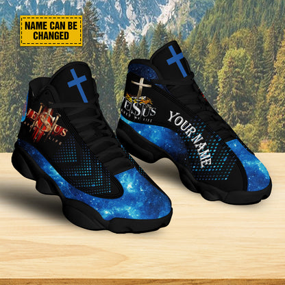 Teesdily | Customized Jesus Nails Jesus Cross Basketball Shoes, Jesus Saved My Life Running Shoes, Unisex Shoes With Thick Sole