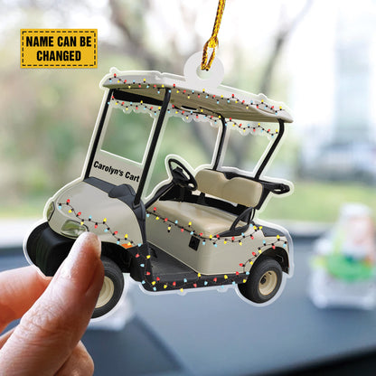 Teesdily | Personalized Name Golf Cart Car Pendant Hanging, Custom Golf Christmas Ornament, Gift For Golf Lovers, Golf Car Xmas Custom 2d Ornament