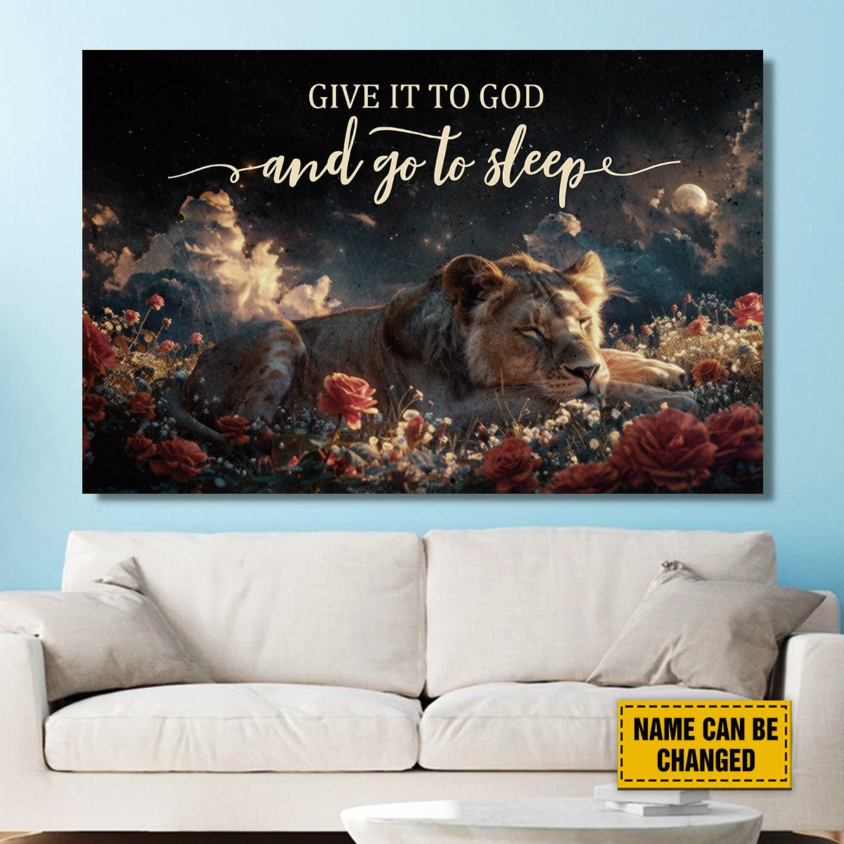 Teesdily | Customized Jesus Lion Of Judah Canvas, Give It To God And Go To Sleep Poster, Gift For Jesus Lovers, Religious Poster, Christian Home Decor