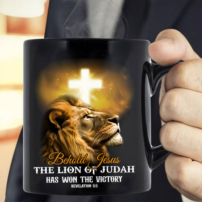 Teesdily | The Lion Of Judah Jesus Shirt, Behold Jesus The Lion Of Judah Has Won Victory, Lion Of Judah Hoodie Sweatshirt, Behold Mug