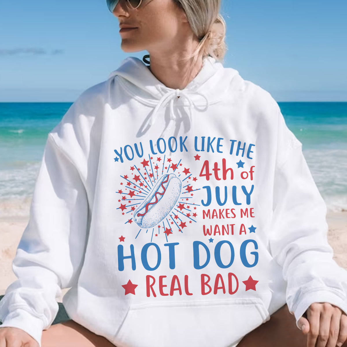 Teesdily | Hotdog Funny Independence Day Shirt, You Look Like The 4th Of July Sweatshirt Hoodie Mug, Retro Vintage America