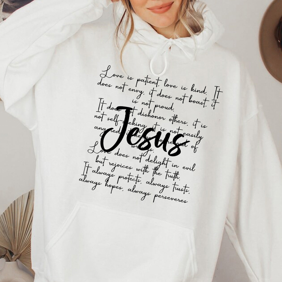 Teesdily | Jesus Christ Shirt, Love Is Patient Kind Sweatshirt Hoodie Mug, Christian Pray T-shirt, Faith Hope Love God Shirt, Jesus Lover Gifts