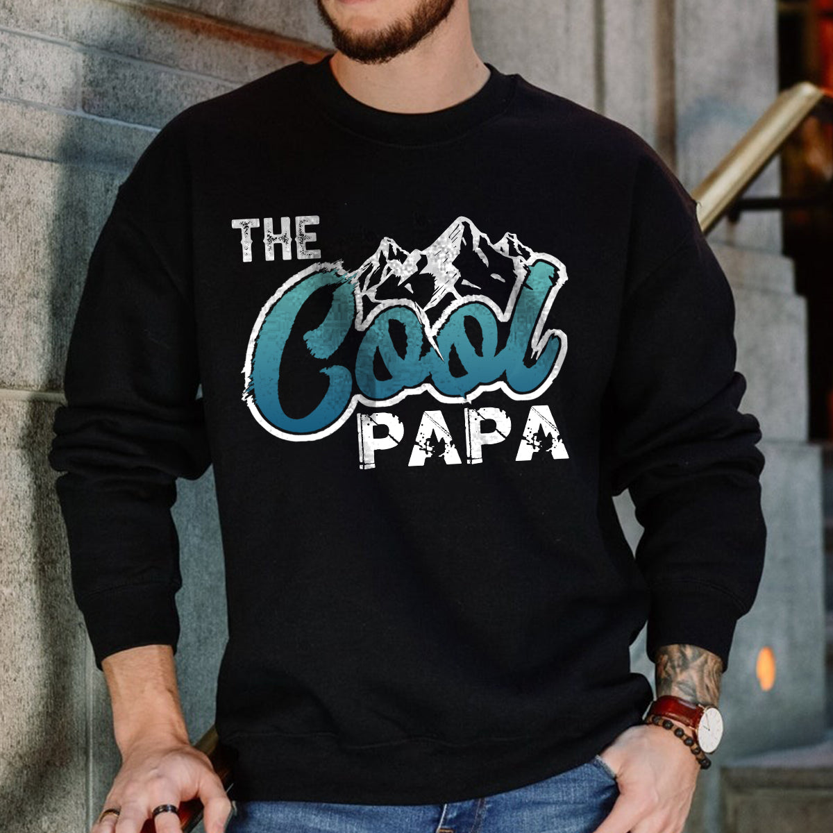 Teesdily | Papa Mountain Shirt, The Cool Papa Shirt, Father's Day Gift, Gift For Dad Unisex Tshirt Hoodie Sweatshirt Mug