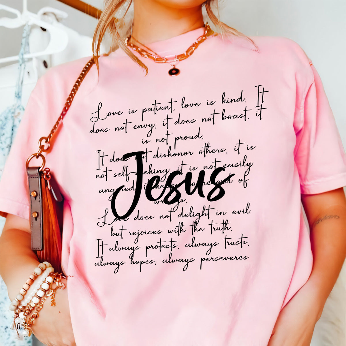 Teesdily | Jesus Christ Shirt, Love Is Patient Kind Sweatshirt Hoodie Mug, Christian Pray T-shirt, Faith Hope Love God Shirt, Jesus Lover Gifts