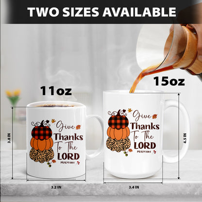 Teesdily | Give Thanks To The Lord Shirt, Fall Pumpkin Stack Tee Sweatshirt Hoodies, Leopard Pumpkin Mug, Fall Shirts For Women Faith, Halloween Gift