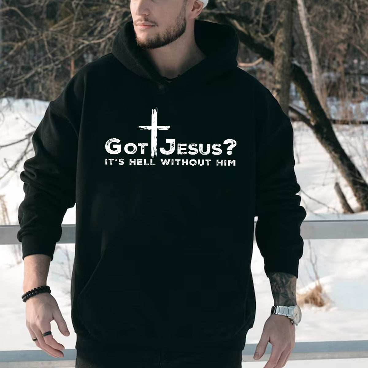 Teesdily | Jesus Cross Shirt, Got Jesus It's Hell Without Him Tee Sweatshirt Hoodie Mug, Jesus Lovers Gifts, Christian Apparel