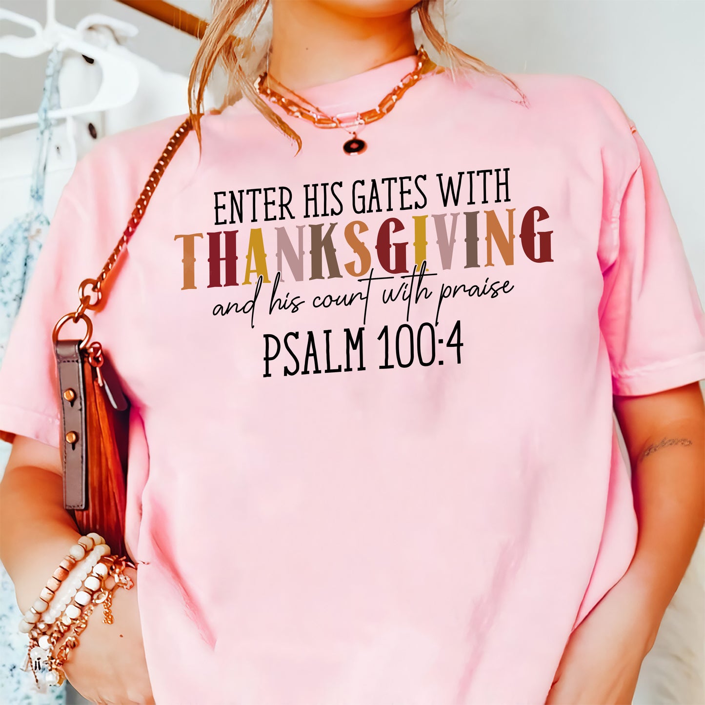 Teesdily | Jesus Thanksgiving Shirt, Enter His Gates With Thanksgiving Tee Sweatshirt Hoodie Mug, Christ Thanksgiving Gift