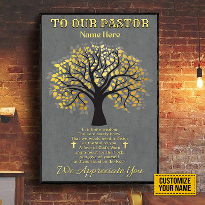 Teesdily | To Our Pastor Personalized Poster Canvas, Tree Religious Print, Pastor Appreciation Gifts, Pastor Home Wall Decor Poster Canvas