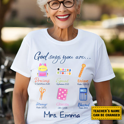 Teesdily | Custom Teacher God Says You Are Shirt, Christian Teacher Sweatshirt Hoodie Mug, Teacher Bible Verse Tee, Teacher Back To School Gifts