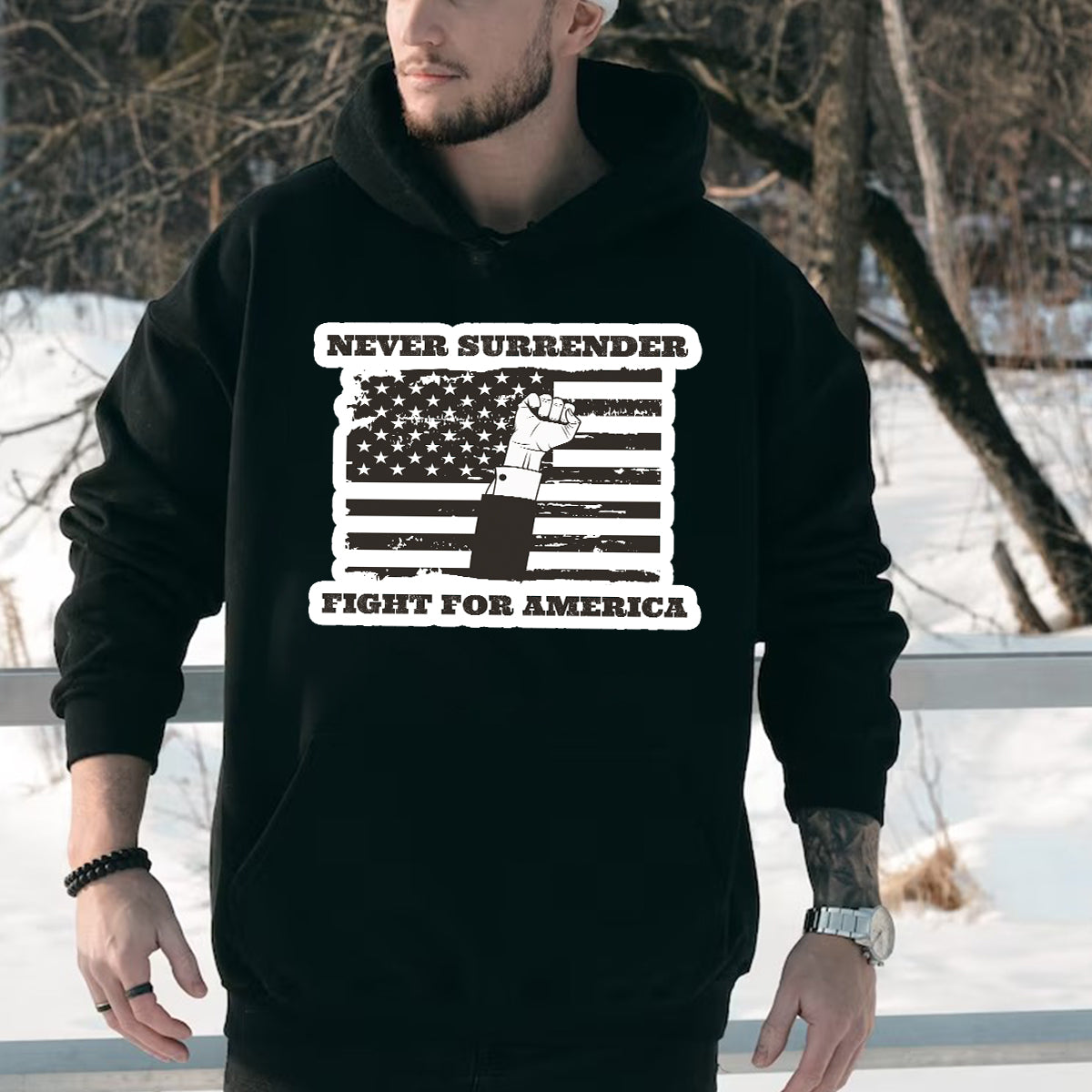 Teesdily | American Flag Shirt, Never Surrender Fight For America Sweatshirt Hoodie Mug, Legend USA 2024 Shirt, 45 47 Patriotic Shirt Gift Men