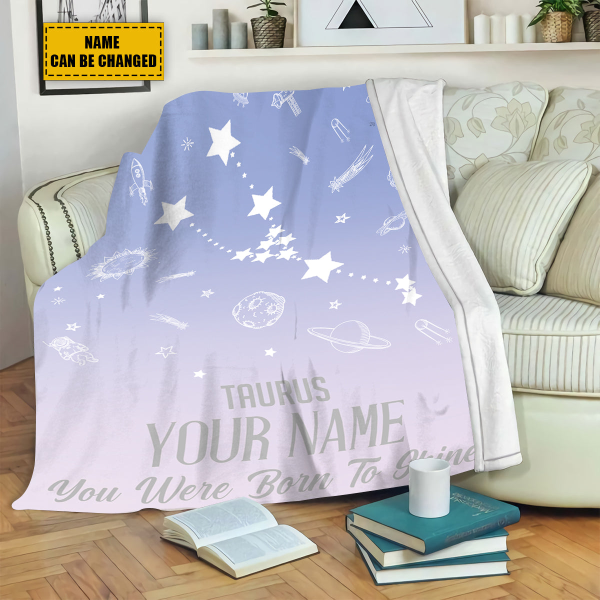 Teesdily | Taurus Customized Fleece Blanket Constellation Blanket You Were Born To Shine Fleece Personalized Name Zodiac Blankets Astrology Gifts