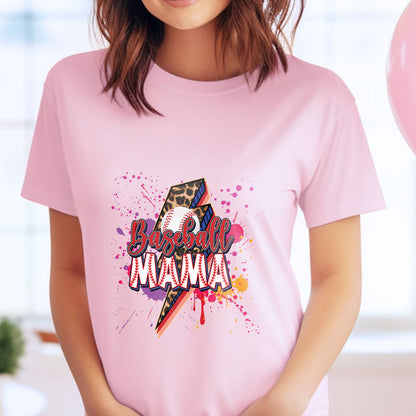 Teesdily | Baseball Mama Lightning Shirt, Mother's Day Softball Mom Shirt, Leopard Mama Tops, Sport Mom Gifts Unisex Tshirt Hoodie Sweatshirt Mug