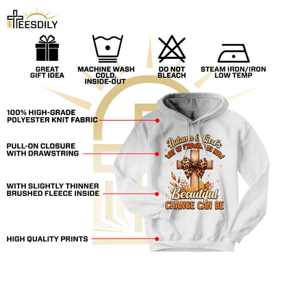 Teesdily | Jesus Cross Coquette Bow Thanksgiving Shirt, Autumn Is God's Way Tee Sweatshirt Hoodie Mug, Thanksgiving Jesus Gift