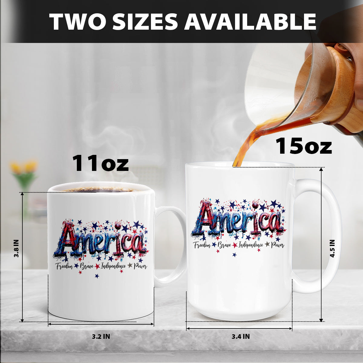 Teesdily | America Shirt, Freedom Brave Independence Power, Indepdence Day Sweatshirt Hoodie, American Pride Gifts Mug