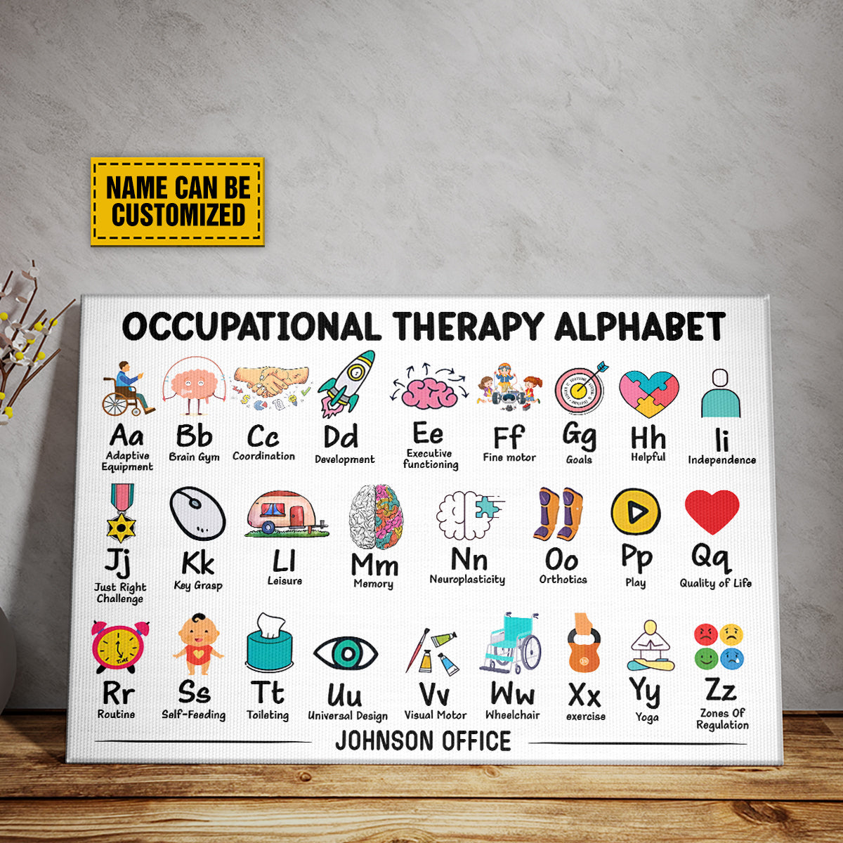 Teesdily | Occupational Therapy Alphabet Customized Poster Alphabet Poster Abc's Of Ot Occupational Therapist Print Occupational Therapy Decor