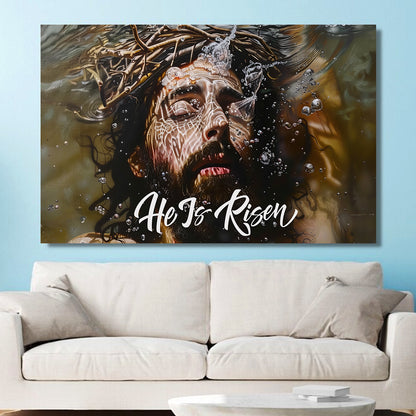 Teesdily | Jesus Cross Poster, God Bless My Family Poster, He Is Risen Canvas, Christian Gift, Gift For Jesus Lovers, Religious Poster Canvas