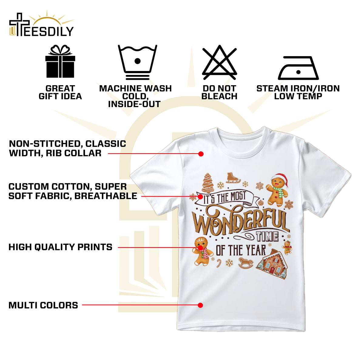 Teesdily | It's The Most Wonderful Time Of The Year Shirt, Cute Gingerbread Sweater, Gingerbread Hoodie Gift For Christmas