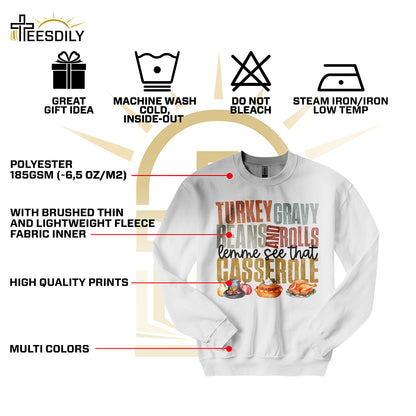 Teesdily | Thanksgiving Shirt, Turkey Gravy Beans And Rolls Tee Sweatshirt Hoodie Mug, Thanksgiving Gift, Turkey Fall Gift