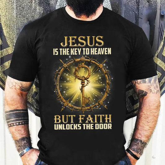 Teesdily | Jesus Christ Shirt, Jesus Is The Key To Heaven Shirt, Christian Crown Shirt, Religious Gifts Unisex Tshirt Hoodie Sweatshirt Mug