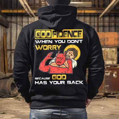 Teesdily | Jesus Red Devil Back Design Shirt, Godfidence God Has Your Back Tee Hoodie Sweatshirt Mug, Christian Apparel, Jesus Lovers Gifts