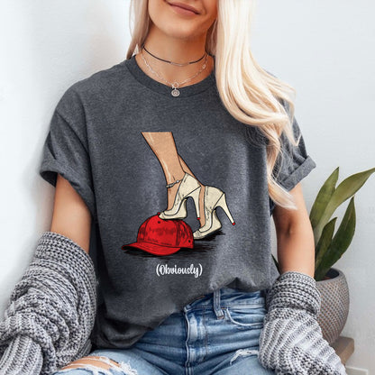 Teesdily | High Heel Obviously Shirt, High Heel Women Sweatshirt, Comma La T-shirt, Red Baseball Cap Tee, We Are Not Going Back Mug, Women Gift