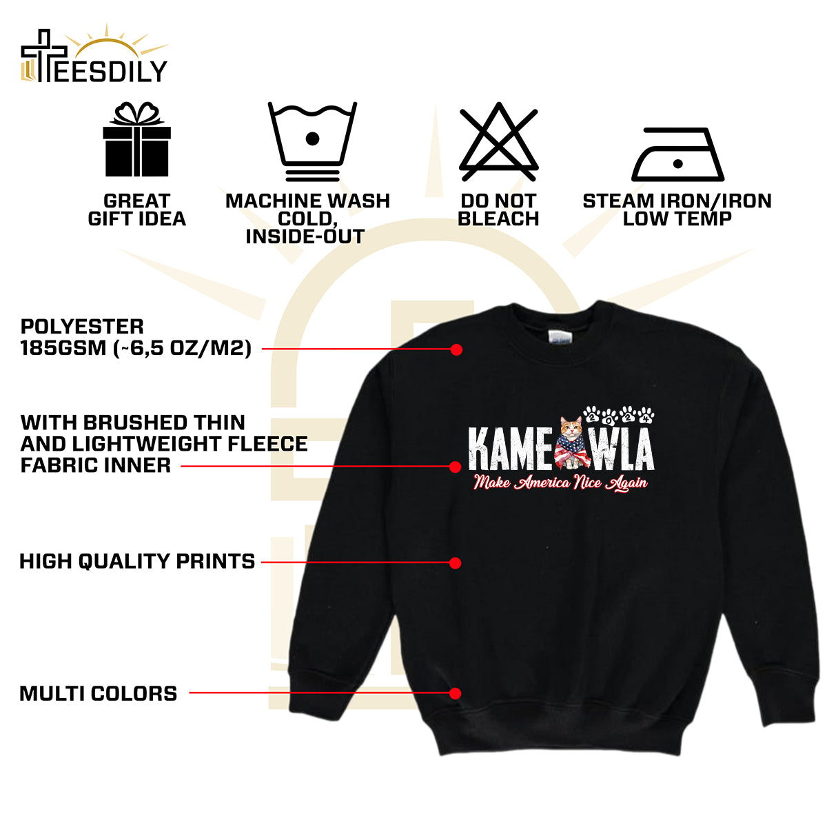 Teesdily | Kameowla Make American Nice Again Shirt, Childless Cat Lady Sweatshirt Hoodie Mug, Cat Mom T-shirt, American Flag Tee, Cat Lover Gift