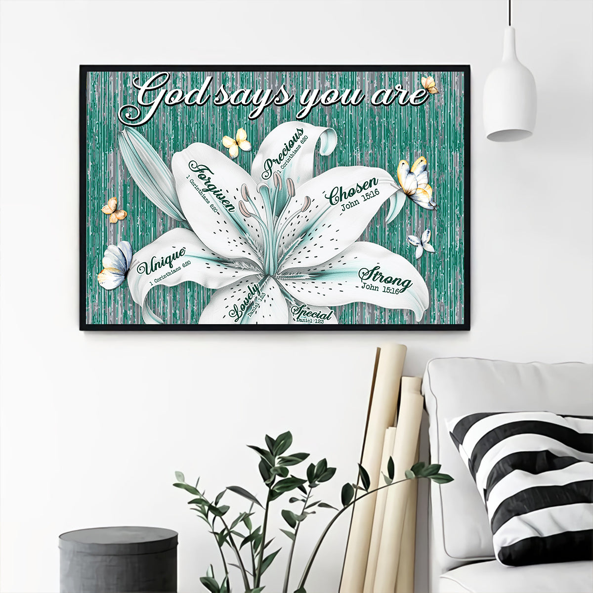 Teesdily | Lily God Says You Are Wall Art, God Says You Are Strong Unique Art Print, Christian Gift Poster No Frame/ Wrapped Canvas