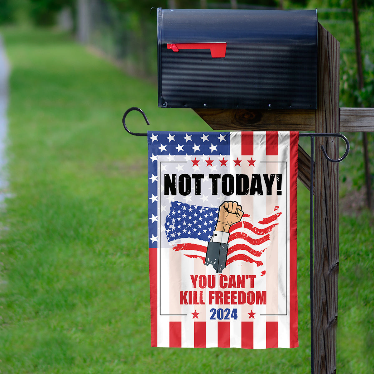 Teesdily | Patriot American Flag Garden, Not Today You Cant Kill Freedom House Flag, Take America Back Banner Garden Flag, Home Decor Patriotic Gift