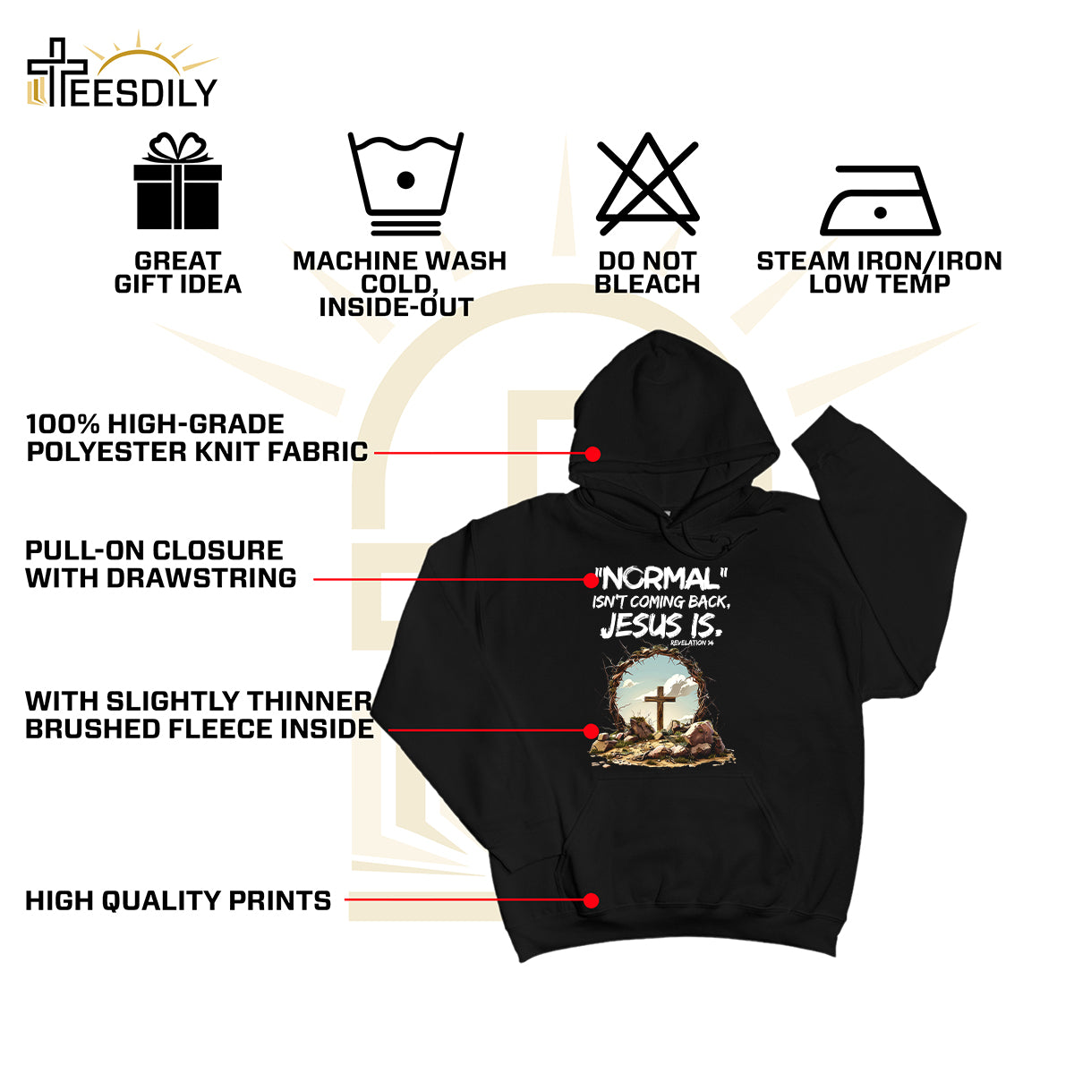 Teesdily | Jesus Cross And Crown Tee, Bible Verse Jesus Shirt, Normal Isnt Coming Back Jesus Is Sweatshirt Hoodie Mug, He Has Risen Christian Gifts