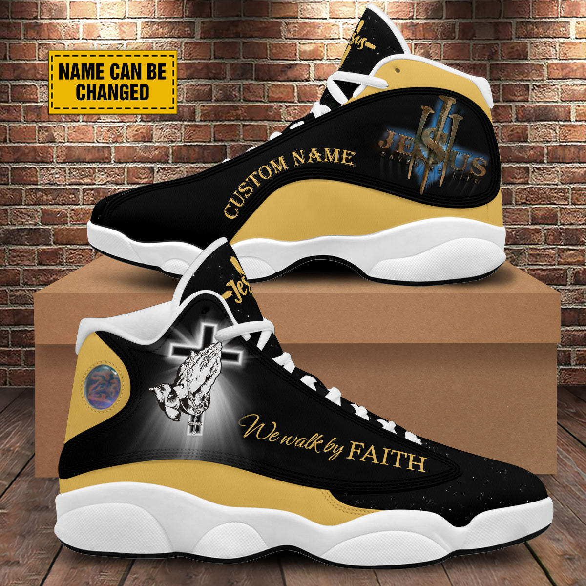 Teesdily | Jesus Saved My Life Basketball Shoes, Jesus Christ Walk By Faith Running Shoes, God Prayer Footwear Unisex Basketball Shoes