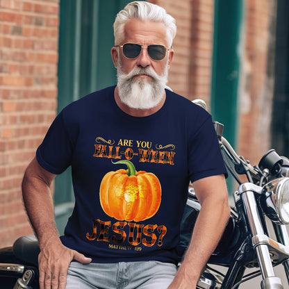 Teesdily | Jesus Art Pumpkin Shirt, Are You Fall-o-ween Jesus Matthew 4 11 Tee Sweatshirt Hoodie Mug, Halloween Gifts, Jesus Lovers Tee