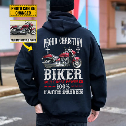 Teesdily | Customized Christian Motorcycle Shirt, Proud Christian Biker Back Design Sweatshirt Hoodie Mug, Jesus Lover Gifts, Christian Biker Apparel