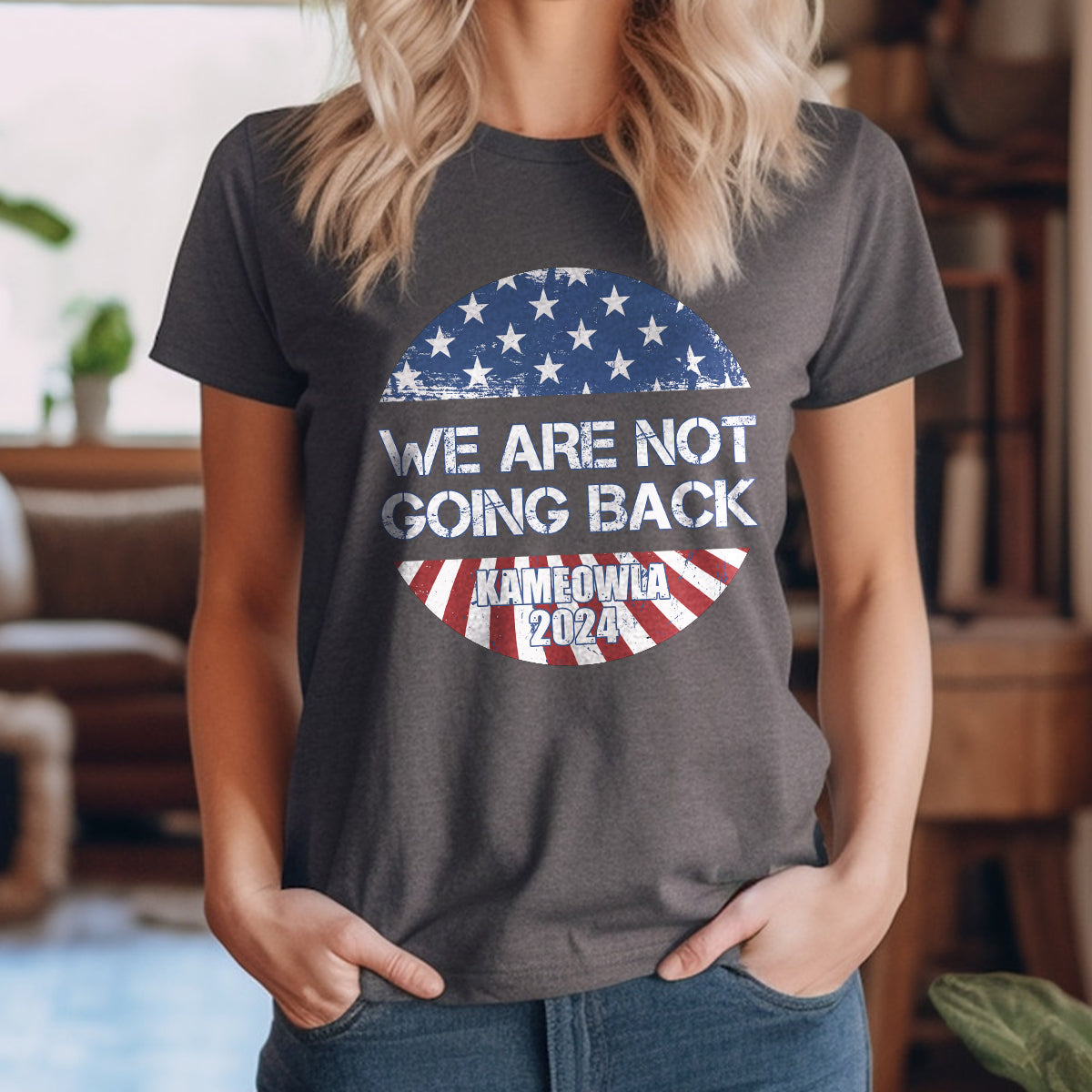 Teesdily | We Are Not Going Back Shirt, Not Going Back Kameowla 2024 T-shirt, Childless Cat Lady Sweatshirt Hoodie Mug, Women Gifts