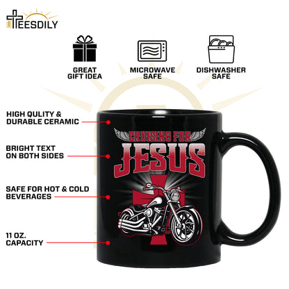 Teesdily | Christian Motorcycle Men's T-shirts, Cruising For Jesus Crew Neck Hoodie Sweatshirt, Biker Faith Mug, Speed Lover Matching Couple Outfits