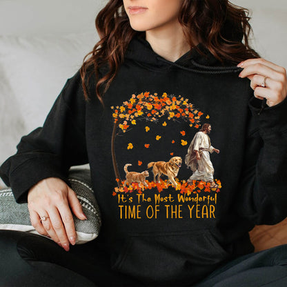 Teesdily | Jesus Golden Retriever Cat Shirt, It's The Most Wonderful Time Of The Year Sweatshirt Hoodie Mug, Halloween Shirt, Dog Cat Lover Gift