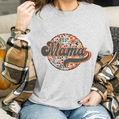 Teesdily | Mama Retro Style Shirt, Mom Floral Shirt Top, Mothers Day Gifts, Vintage Streetwear Apparel Unisex Tshirt Hoodie Sweatshirt Mug