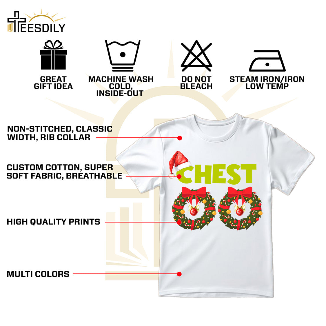 Teesdily | Chest Nuts Matching Christmas Shirt, Funny Couple Shirts, Christmas Couple Sweatshirt, Holiday Matching Family Gift