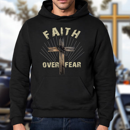 Teesdily | Jesus Cross Art Shirt, Faith Over Fear Tee Sweatshirt Hoodie Mug, Jesus Lovers Gifts, Christian Apparel, Christian Pastor Gifts