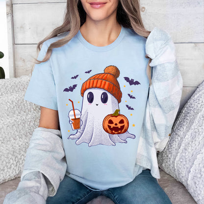 Teesdily | Cute Ghost Halloween Shirt, Happy Halloween Tee Sweatshirt Hoodie, Spooky Vibes Mug, Halloween Gifts Idea