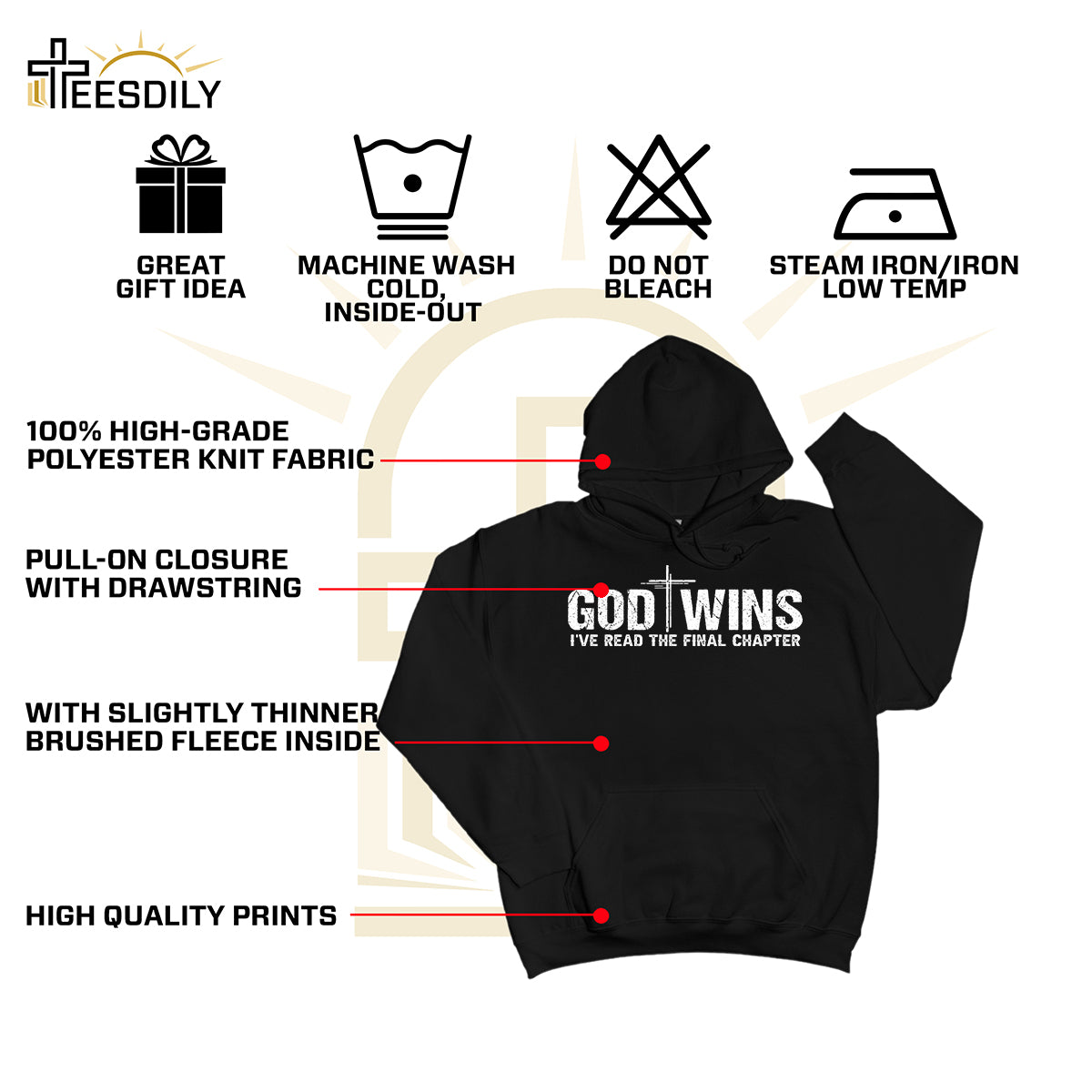 Teesdily | Jesus Cross Shirt, God Wins I've Read The Final Chapter Tee Sweatshirt Hoodie Mug, God Faith Believer Gifts, Jesus Lovers Tee