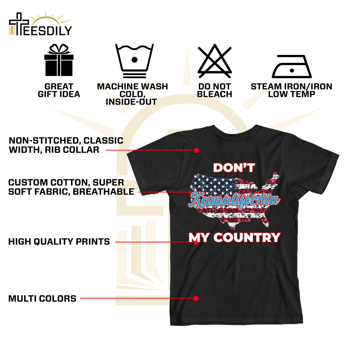 Teesdily | Patriotic T-shirt, Don't Kamalifornia My Country Tee Sweatshirt Hoodie Mug, Patriotism Gift, American Apparel, USA Shirt